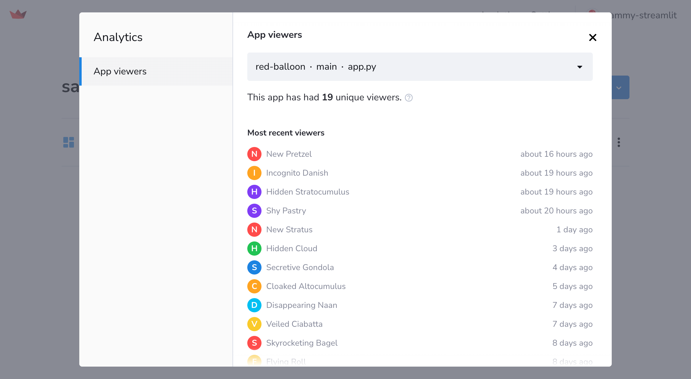 App analytics on Streamlit Community Cloud